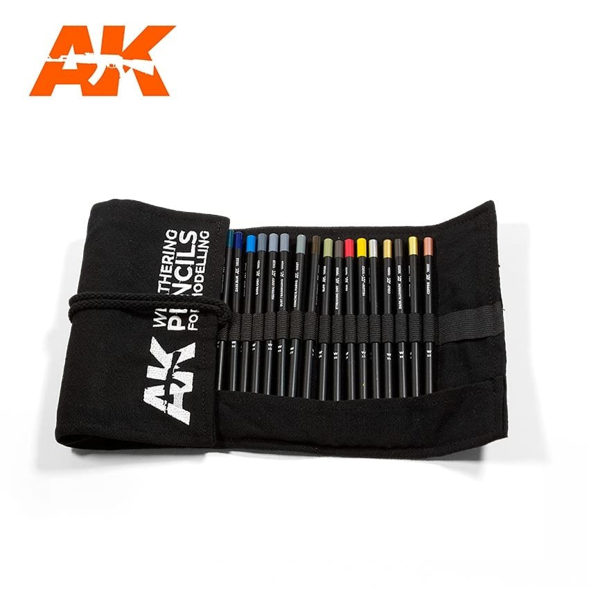 AK Interactive AK10048 WEATHERING PENCILS FULL RANGE CLOTH CASE – immagine 2