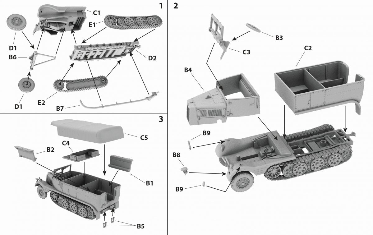 First to Fight PL041 Sd. Kfz. II Niemiecki Ciągnik Półgąsienicowy 1/72 – immagine 4