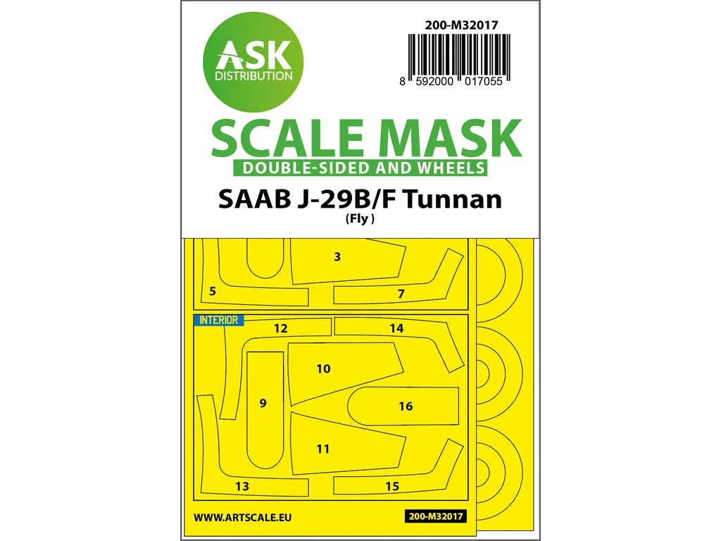 Art Scale Kit M32017 SAAB J-29B/F Double-Sided Express Masks for Fly 1/32