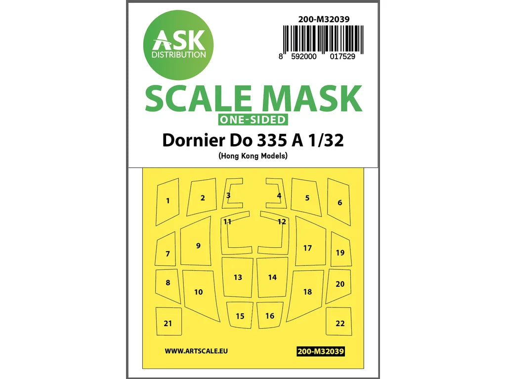 Art Scale Kit M32039 Dornier Do 335A One-Sided Mask for HK Models 1/32