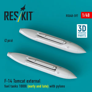 RESKIT RSU48-0597 F-14 Tomcat external fuel tanks 1000l (early and late) with pylons (2 pcs) (3D Printed) 1/48