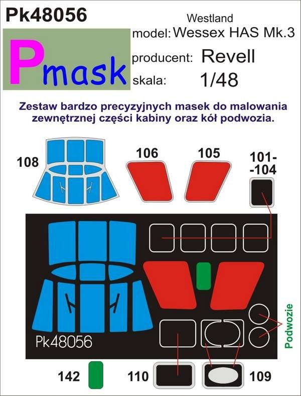 Masque P PK48056 WESTLAND WESSEX HAS MK.3 (REVELL) (1/48)
