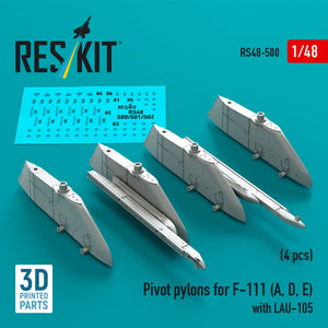 RESKIT RS48-0500 Pivot pylons for F-111 (A, D, E) with LAU-105 (4 pcs) (3D Printed) 1/48 – Bild 3
