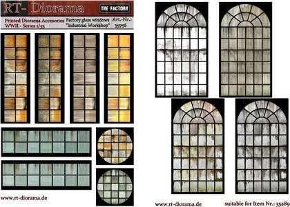 RT-Diorama 35756 Printed Accessories: Factory glass windows "Industrial workshop" 1/35