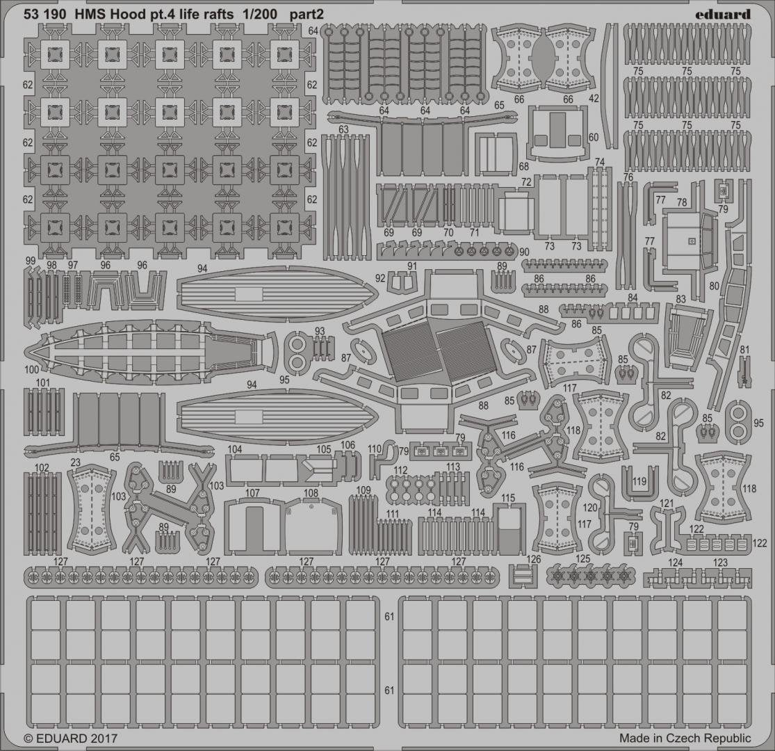 Eduard 53190 HMS Hood pt. 4 life rafts TRUMPETER 1/200