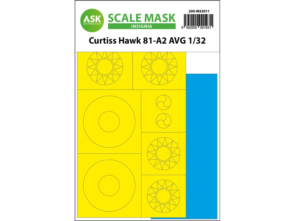 Art Scale Kit M32011 Curtiss Hawk 81-A2 AVG INSIGNIA Masks for Great Wall Hobby 1/32