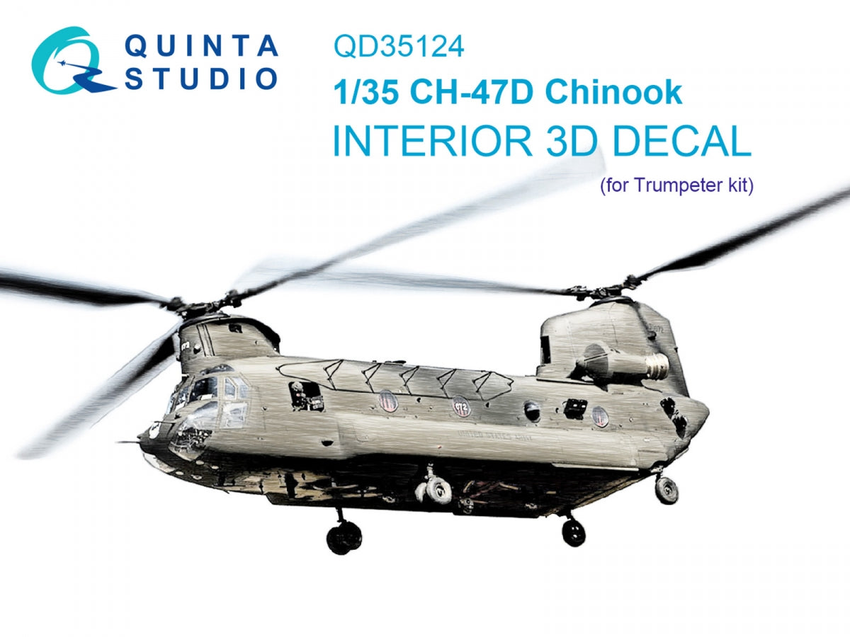Quinta Studio QD35124 CH-47D 3D-Printed colored Interior on decal paper (Trumpeter) 1/35