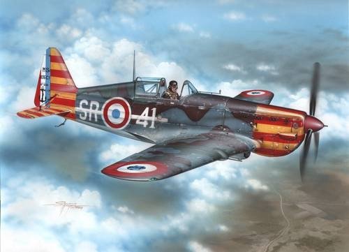 Azur A114 Morane Saulnier MS 406C.1 Red &amp;amp; Yellow Stripes 1/72