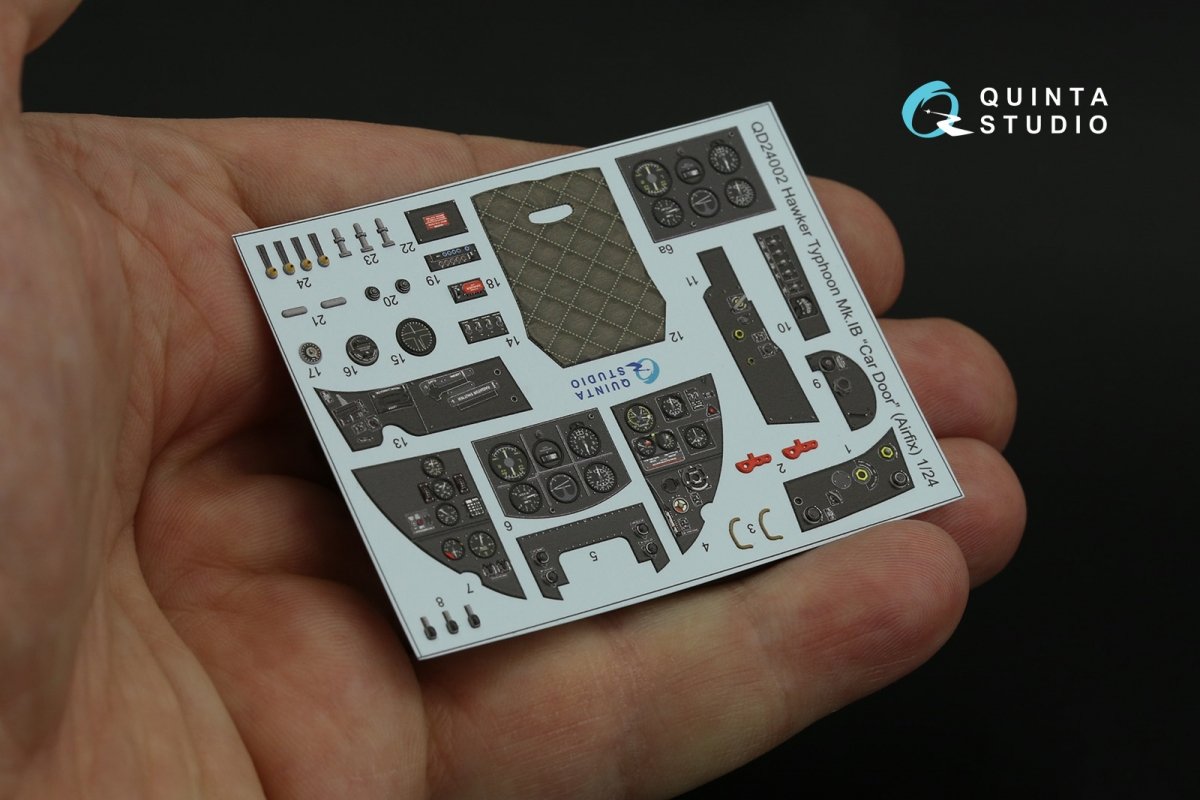 Quinta Studio QD24002 Hawker Typhoon (Car Door) 3D-Printed &amp;amp; coloured Interior on decal paper (Airfix) 1/24 – immagine 10