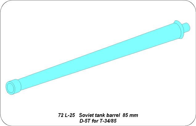 Aber 72L-25 Lufa 85mm D-5T do radzieckich czołgów T-34/85 / Soviet tank barrel 85mm D-5T for T-34/85 1/72 – imagen 3