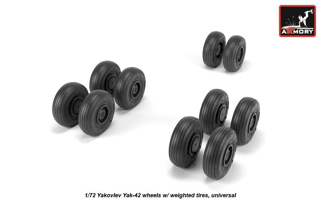 Armory Models AW72061 Yakovlev Yak-42 Clobber wheels w/ weighted tires 1/72 – immagine 3