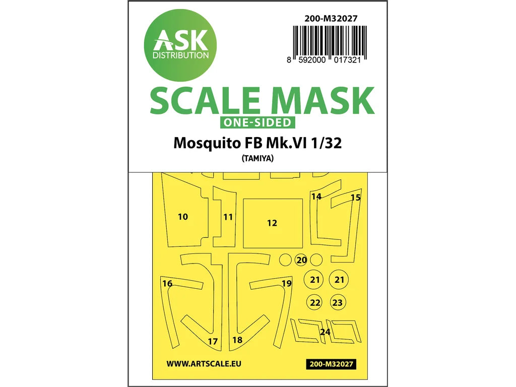 Art Scale Kit M32027 Mosquito FB Mk.VI One-Sided Express Masks for Tamiya 1/32
