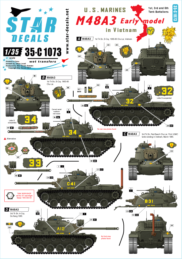 Star Decals 35-C1073 M48A3 Modèle initial 1/35