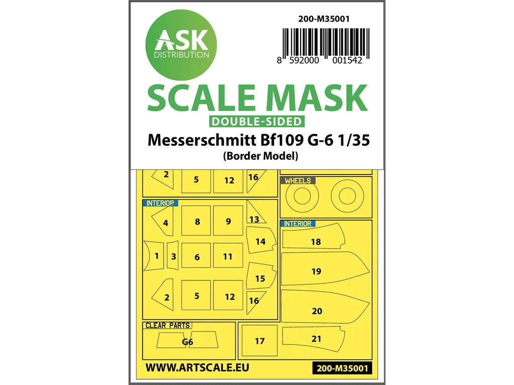 Art Scale Kit M35001 Messerschmitt Bf 109 G-6 Double-Sided Painting Mask for Border Model 1/35