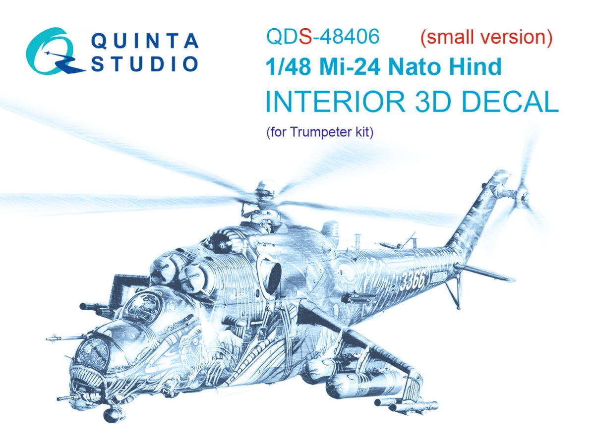 Quinta Studio QDS-48406 Mi-24 Nato Hind 3D-Printed & coloured Interior on decal paper (Trumpeter)(Small version) 1/48