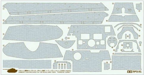 Feuille de revêtement Zimmerit Tamiya 12649 - Tourelle Porsche King Tiger (1/35)