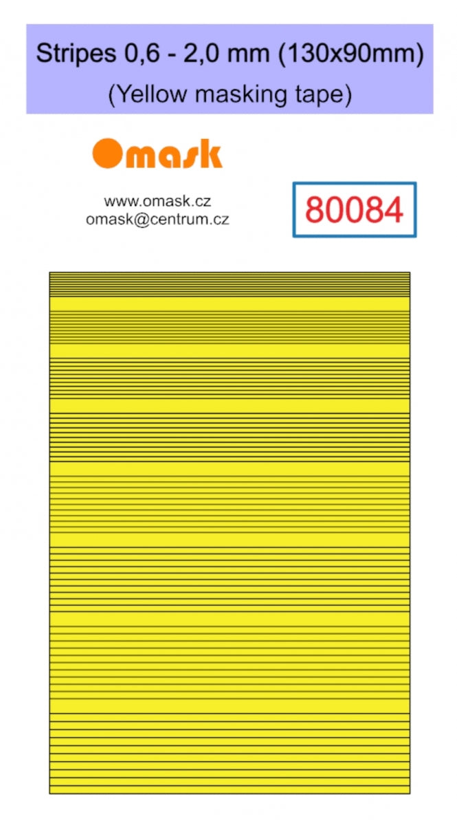 Omask 80084 Stripes 0,6 - 2,0 mm (130x90mm) Yellow masking tape