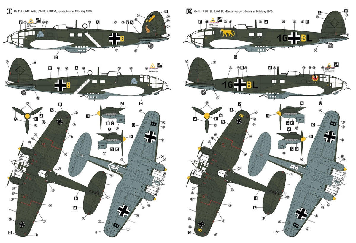 Hobby 2000 72077 Heinkel He 111 P Western Campaign 1940 ( HASEGAWA + CARTOGRAF + MASKI + WYDRUK 3D ) 1/72 – imagen 2