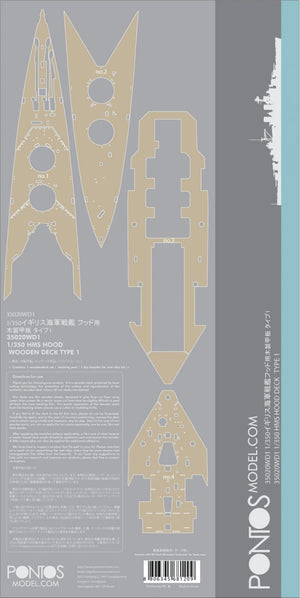 Pontos 35020WD1 HMS Hood Wooden Deck set Type 1 1/350 – imagen 5
