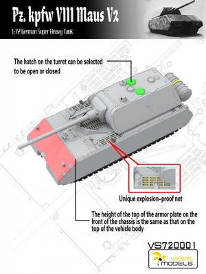 Vespid Models VS720001 Pz.Kpfw. VIII Maus V2 German Super Heavy Tank 1/72 – immagine 3