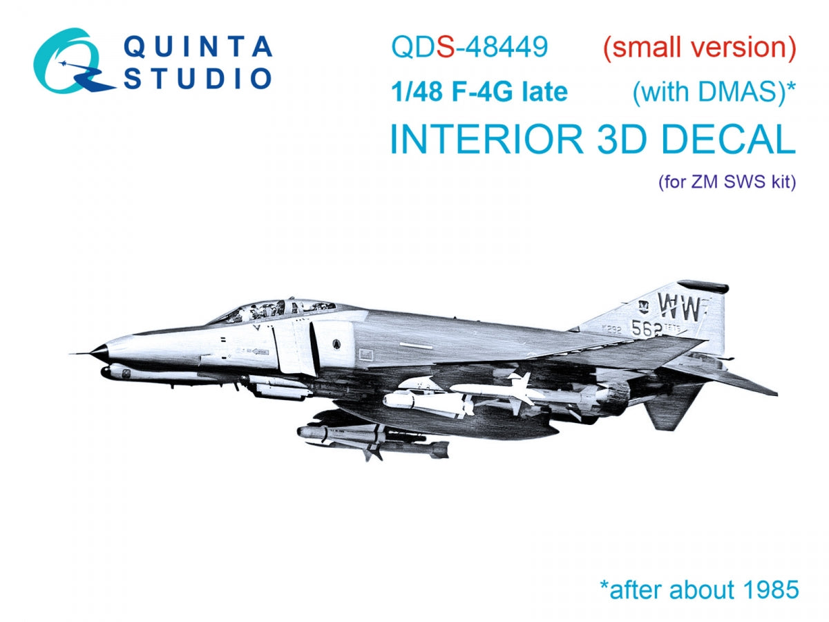 Quinta Studio QDS-48449 F-4G late 3D-Printed & coloured Interior on decal paper (Zoukei Mura SWS) (Small version) 1/48
