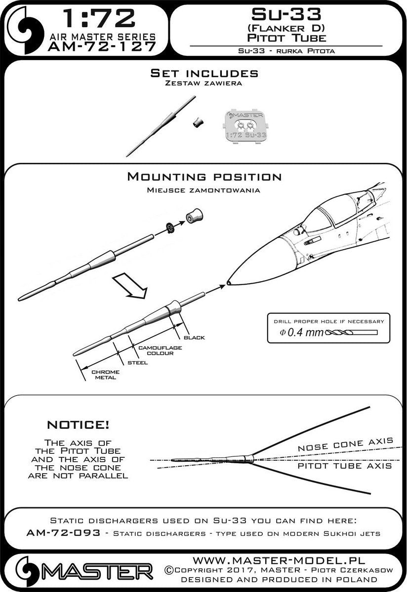 Master AM-72-127 Su-33 (Flanker D) Pitot tube 1/72 – Bild 4
