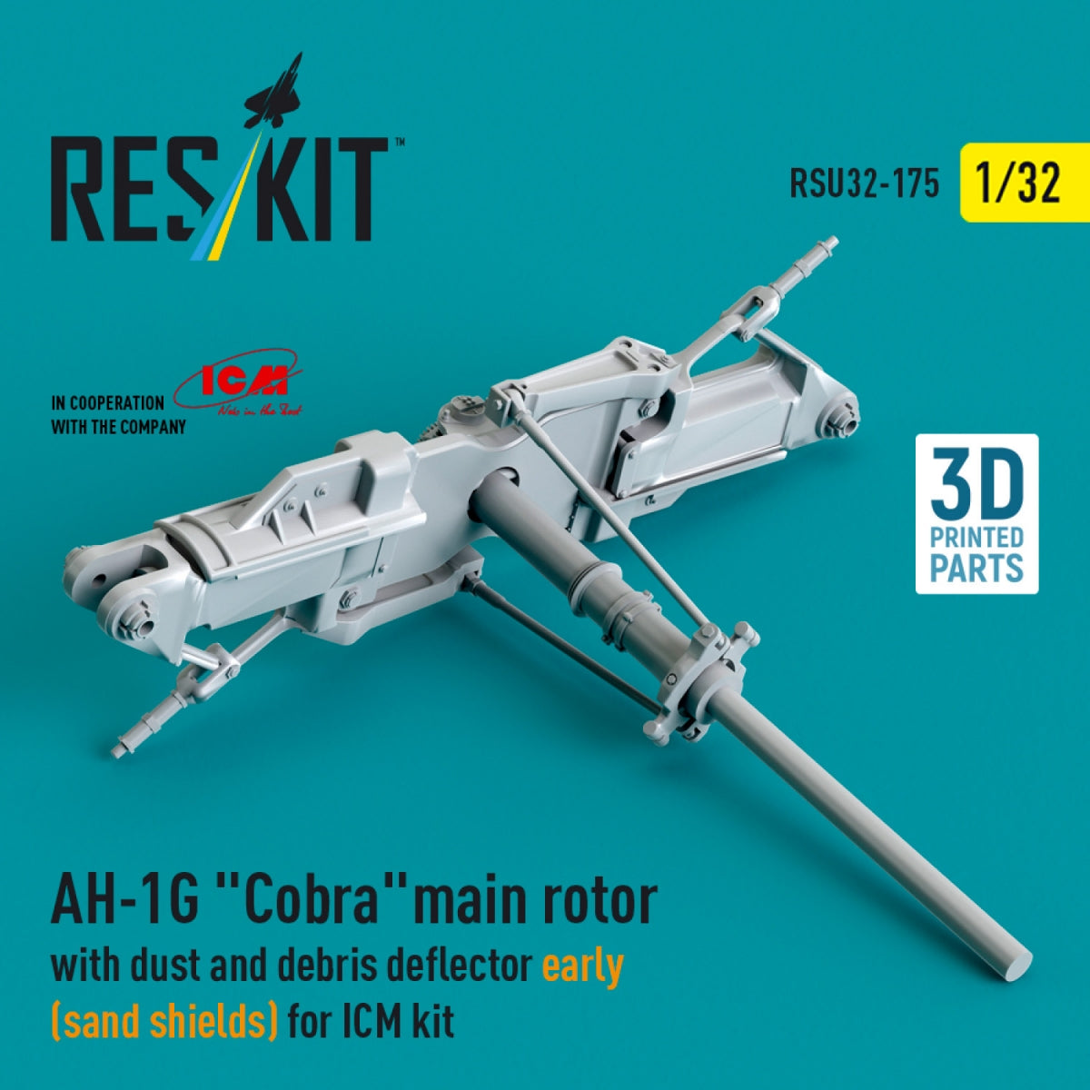 RESKIT RSU32-0175 AH-1G « Cobra » rotor principal avec déflecteur de poussière et de débris (pare-sable), version initiale pour kit ICM (impression 3D) 1/32 – image 2