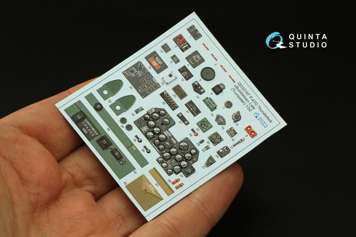 Quinta Studio QD32187 P-47D Thunderbolt Bubbletop (Late) 3D-Printed coloured Interior on decal paper (Trumpeter) 1/32 – Bild 5