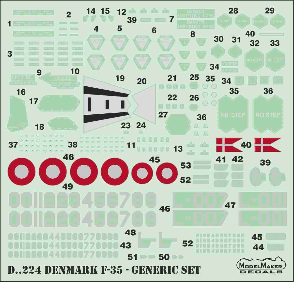 ModelMaker Decals D48224 Denmark F-35A - generic set 1/48 – image 2
