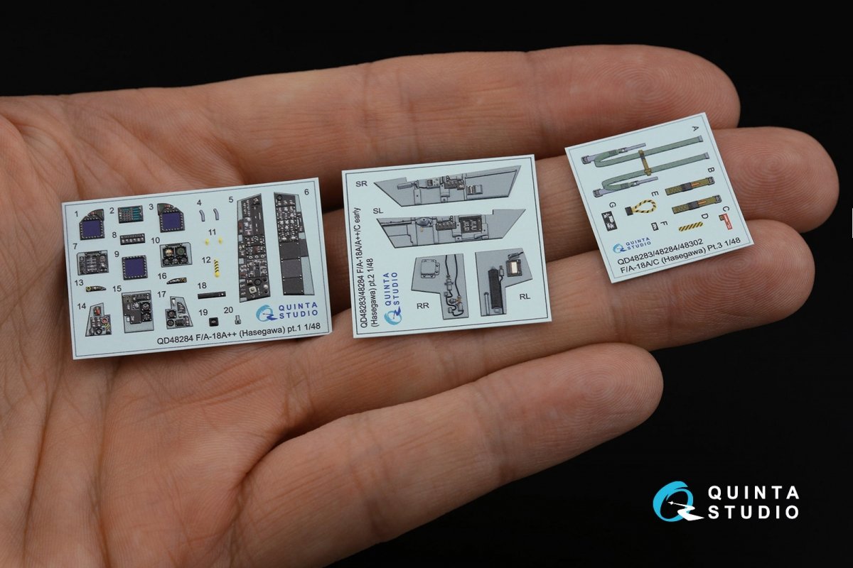 Quinta Studio QD48284 F/A-18A++ 3D-Printed &amp;amp; coloured Interior on decal paper (Hasegawa) 1/48 – immagine 3