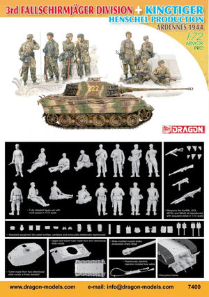 Dragon 7400 3rd Fallschirmjager Division + KingTiger Henschel Production Ardennes 1944 1/72 – immagine 2