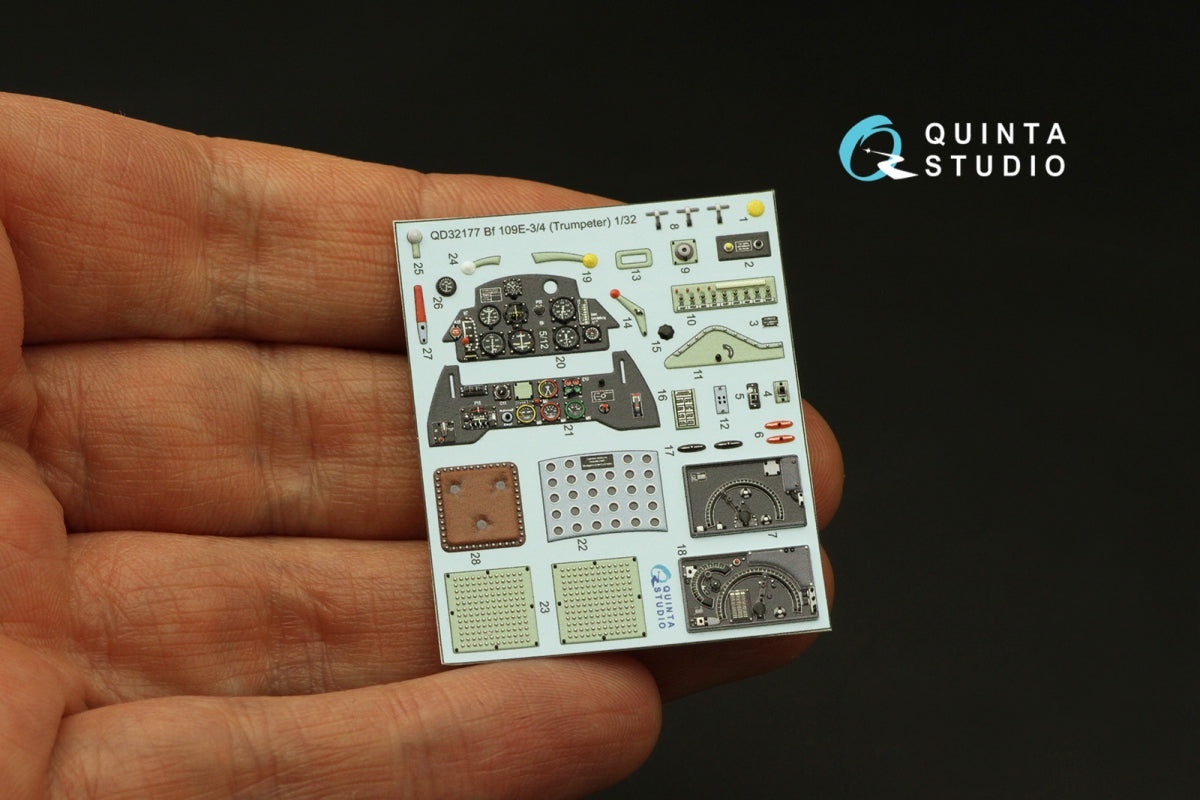 Quinta Studio QD32177 Bf 109E3/4 3D-Printed coloured Interior on decal paper (Trumpeter) 1/32 – imagen 3