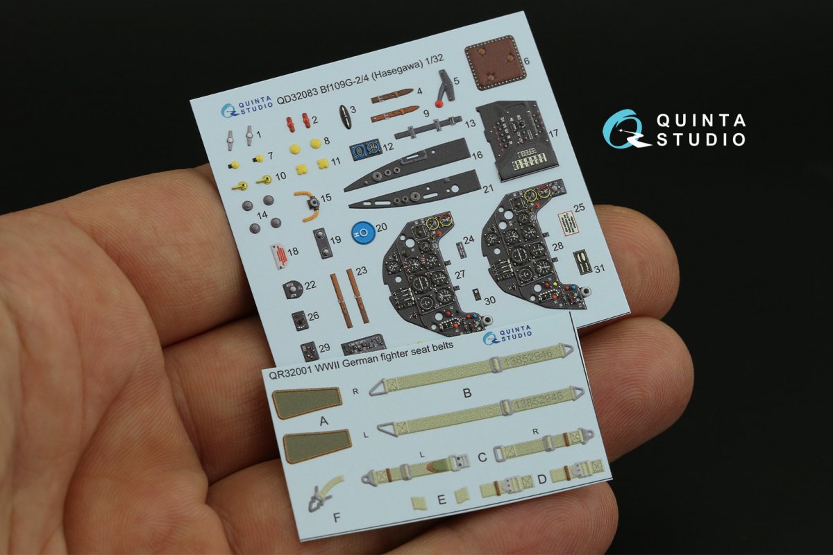Quinta Studio QD32083 Bf 109G-2/G-4 3D-Printed &amp;amp; coloured Interior on decal paper (Hasegawa) 1/32 – imagen 5