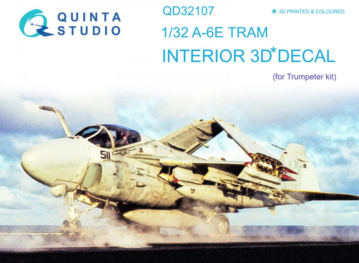 Intérieur imprimé en 3D et coloré sur papier décalcomanie Quinta Studio QD32107 A-6E TRAM Intruder (Trumpeter) 1/32