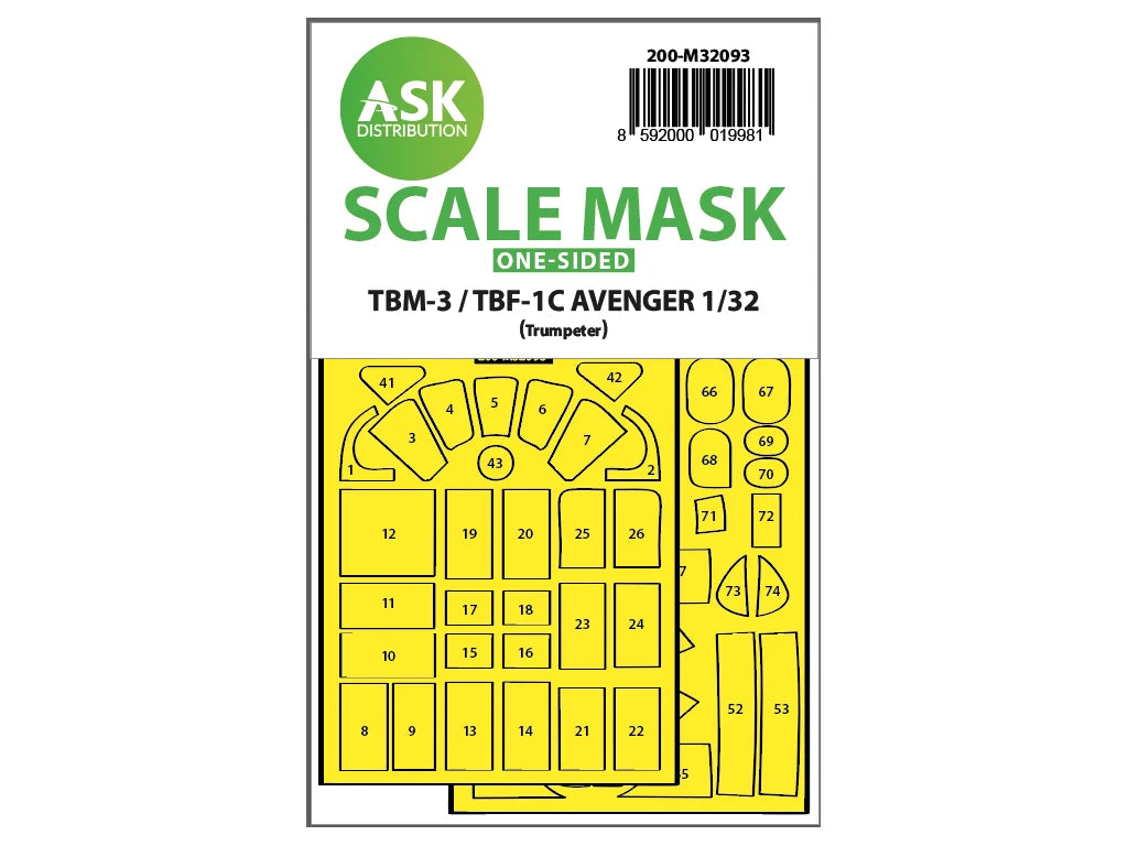 Art Scale Kit M32093 TBM-3/TBF-1C One-Sided Express Fit Mask for Trumpeter 1/32