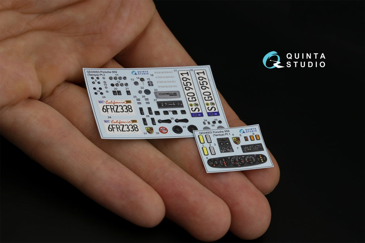 Quinta Studio QDS-24003 Porsche 959 3D-Printed &amp;amp; coloured Interior on decal paper (Tamiya) (Small version) 1/24 – imagen 4