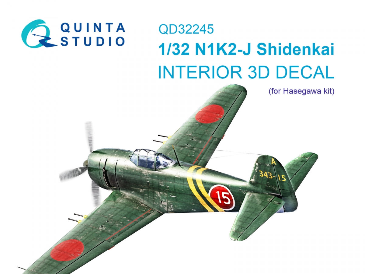 Quinta Studio QD32245 N1K2-J Shidenkai 3D-Printed & coloured Interior on decal paper (Hasegawa) 1/32