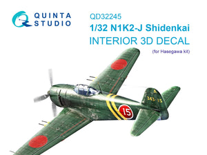 Quinta Studio QD32245 N1K2-J Shidenkai 3D-Printed &amp;amp; coloured Interior on decal paper (Hasegawa) 1/32