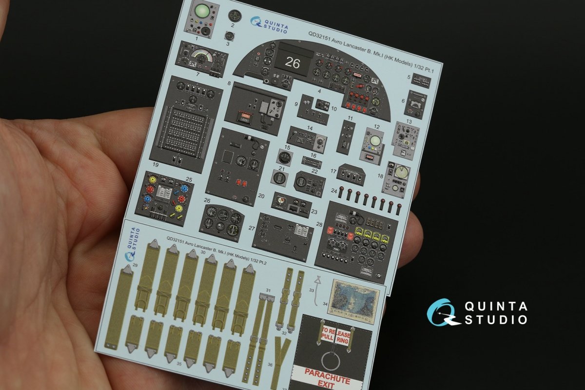 Quinta Studio QD32151 Avro Lancaster B. Mk.I 3D-Printed &amp;amp; colored Interior on decal paper (HK Model) 1/32 – image 2