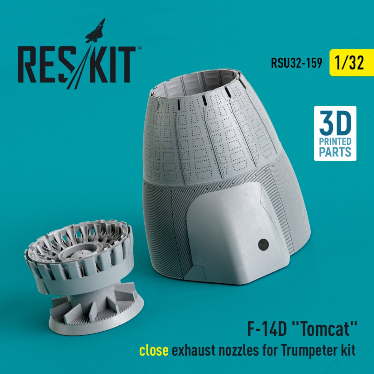 RESKIT RSU32-0159 F-14D Tomcat close exhaust nozzles for Trumpeter kit (3D Printed) 1/32 – imagen 2