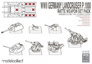 Modelcollect UA72150 WWII Germany landcruiser p.1000 ratte weapon set pack 1/72