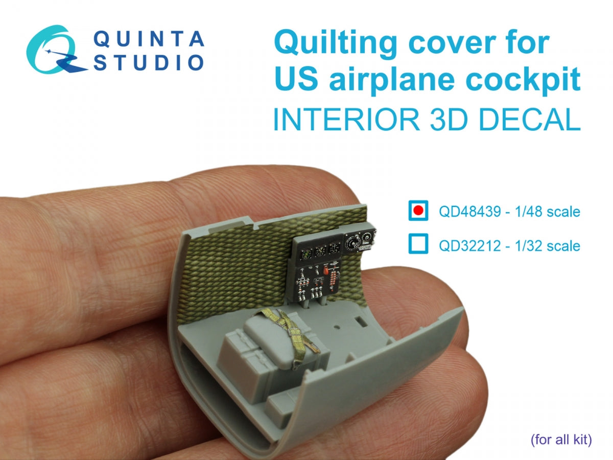 Quinta Studio QD48439 Quilting cover for US airplane cockpit. 3D-Printed coloured Interior on decal paper (All kits) 1/48 – immagine 6