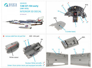 Quinta Studio QD48225 CF-104 Early 3D-Printed &amp;amp; coloured Interior on decal paper ( Kinetic ) 1/48 – immagine 2