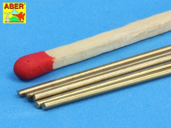 Aber BR10 Pręty mosiężne Ø 1,0mm długość 245mm x 5 szt. / Brass round rods Ø 1,0mm length 245mm x 5 pcs. – imagen 3