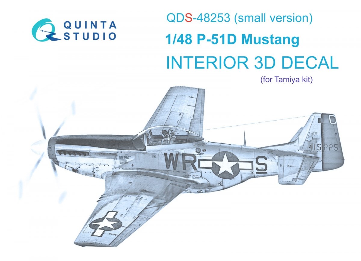 Quinta Studio QDS-48253 P-51D 3D-Printed &amp;amp; coloured Interior on decal paper ( Tamiya ) (small version) 1/48
