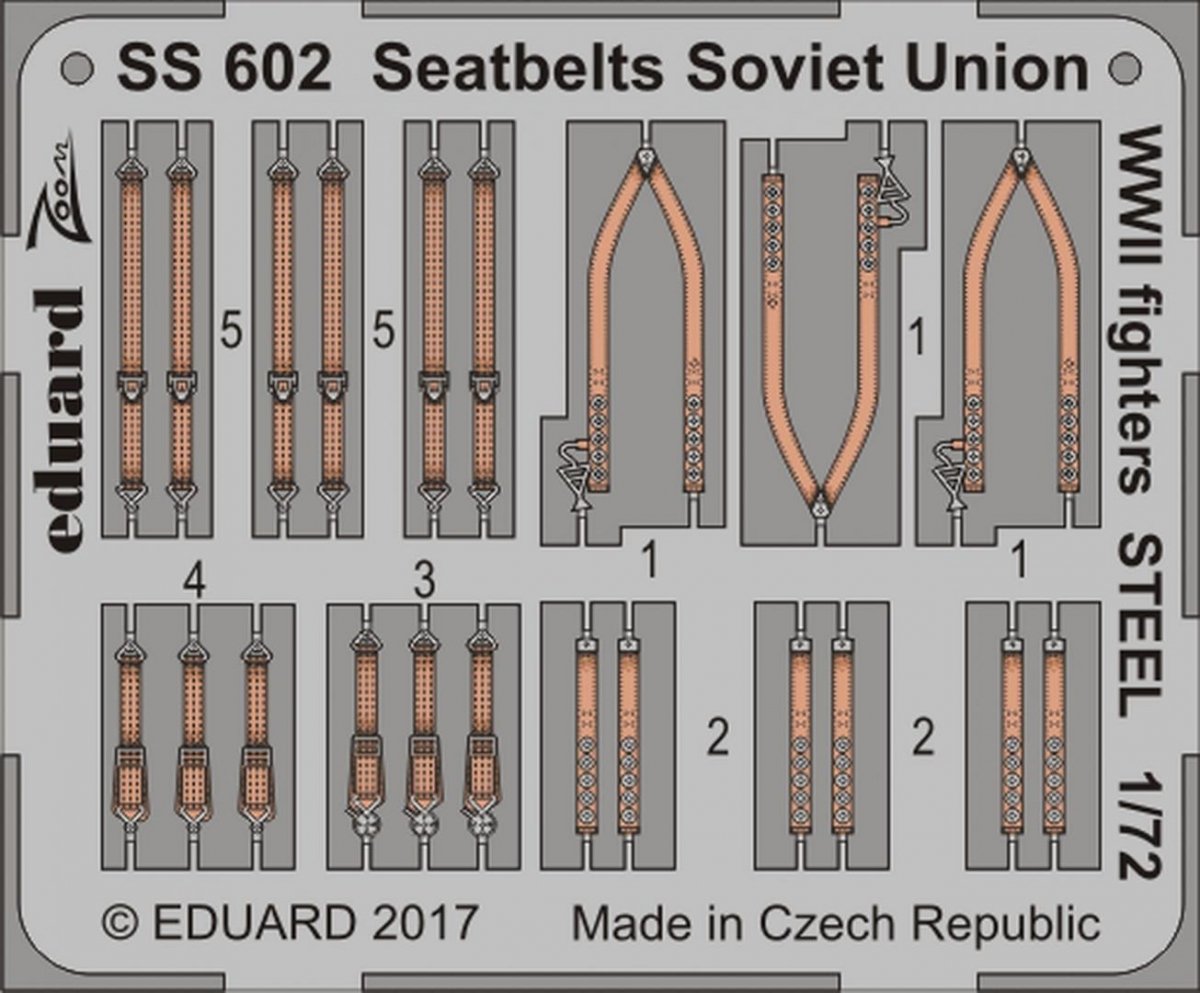 Ceintures de sécurité Eduard SS602 pour chasseurs soviétiques de la Seconde Guerre mondiale, acier, échelle 1/72