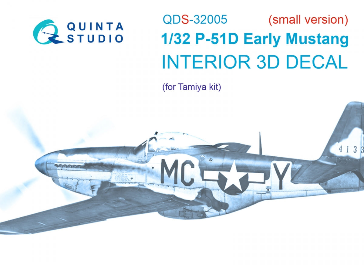 Quinta Studio QDS-32005 P-51D (Early) 3D-Printed coloured Interior on decal paper (Tamiya) (small version) 1/32