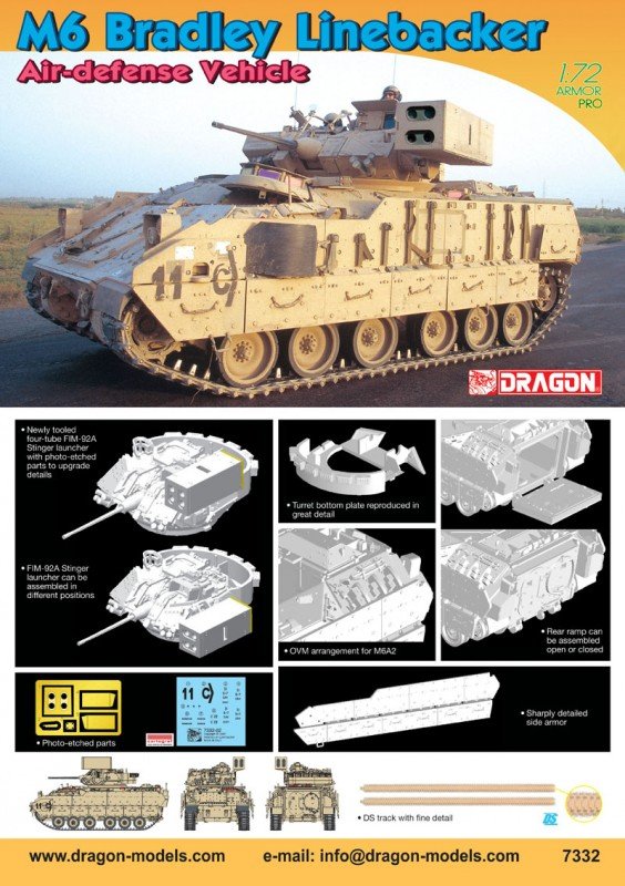 Dragon 7332 M6 Bradley Linebacker Air-Defence Vehicle 1/72 – imagen 10