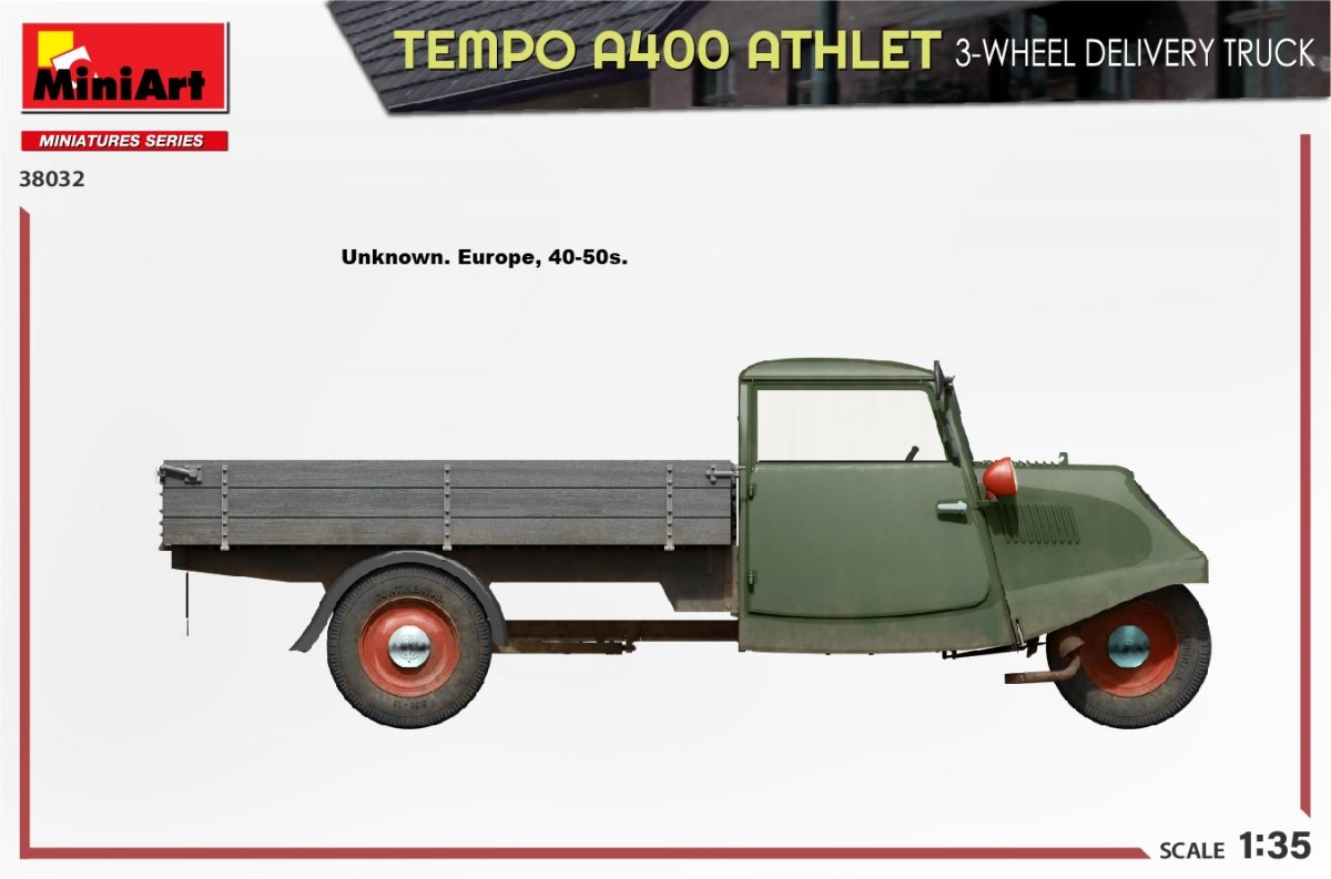 MiniArt 38032 TEMPO A400 ATHLET 3-WHEEL DELIVERY TRUCK 1/35 – immagine 5