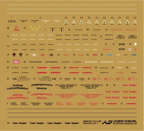 HobbyDecal ST48003V1 Fw-190 Stencils ver 1 1/48